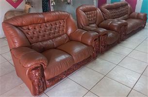 Real Italian leather 6 seater lounge suite.