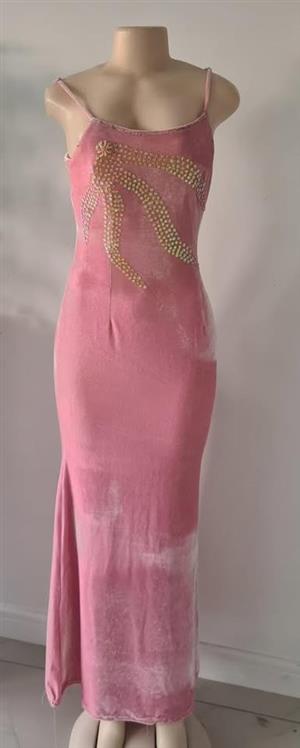 Light Pink Velvet Evening Dress size Large Pretoria Montana Park