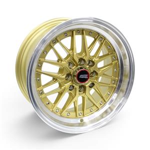 15″ M9373 4×100 & 4×114 Gold with Silver Lip Alloy Wheels