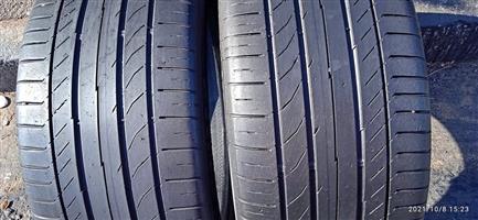 2X 255/40/18 Continental runflats tyres with about 80% life