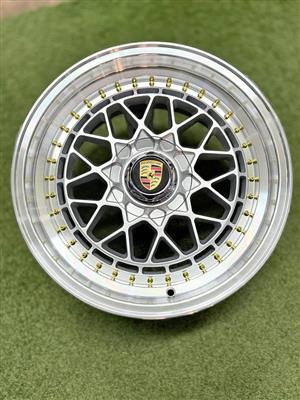 17 INCH NEW PORSHE DESIGN RIM SET AVAILABLE IN  SILVER FULL POLISH/ SILVER LIP POLISH