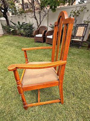 Single wooden oak antique dining room chair