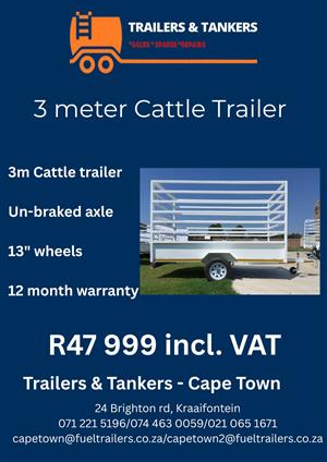 3 METER CATTLE TRAILER (UN-BRAKED AXLE)