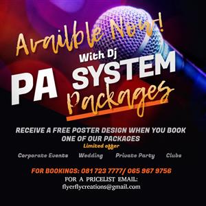 PA SYSTEM PACKAGES NOW AVAILABLE FOR HIRE