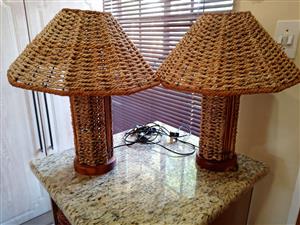 Bedside /Table lamps - Solid wood & Sisal grass