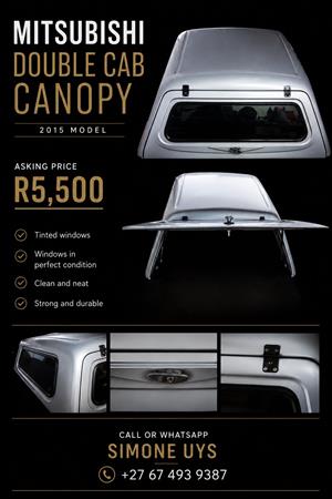 2015 year model Mitsubishi Triton Double cab canopy  good condition. Silve 