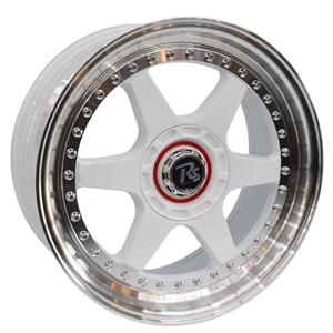 17″ Ascari 4/100 & 5/100 White Machine Lip With Gold Rivets Alloy Wheels