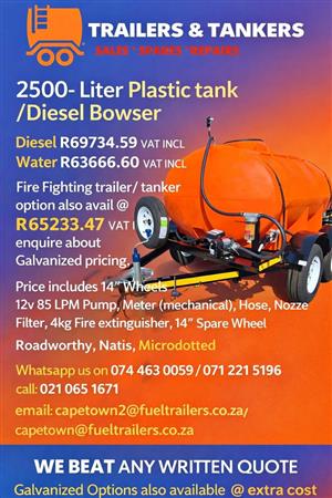 2026 TRAILERS&TANKERS 2500LITER PLASTIC bowser/ Fuel trailer/ mini tanker