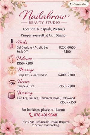 Need a clean neat set of Nail, Wax, Threading and brow shape...Call us now
