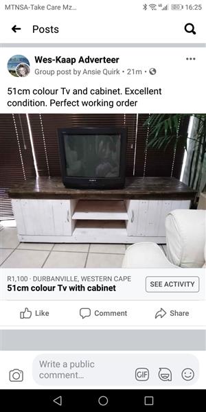 51cm Sony colour Tv with cabinet. 