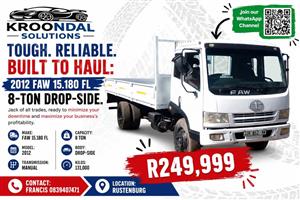 2012 FAW 15.180 FL 8 ton drop-side truck