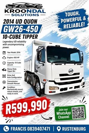 2014 Nissan UD Quon GW26-450 10 cube tipper