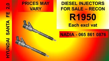 HYUNDAI SANTA FE 2.0 DIESEL INJECTORS FOR SALE OR TO RECON