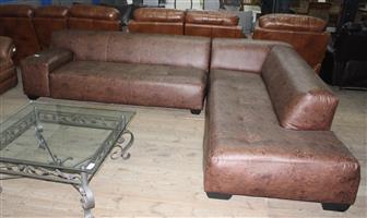 DARK BROWN 2 PIECE L-SHAPE COUCH S065435A