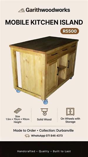 KITCHERN ISLAND WITH WHEELS .DOORS AND DRAWER