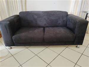 3 seater couch (Black, synthetic fabric)