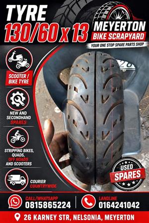 Tyre 130/60 x 13.  Meyerton Bike Scrapyard. New and secondhand spares. 