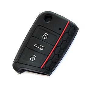 Silicon Rubber Key Cover for Golf 7 Gti - Black with Red Stripe