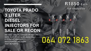 TOYOTA PRADO 3,0 INJECTORS - RECON OR NEW 