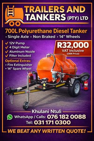 700L POLYURETHANE DIESEL TANKER NON BRAKED 14"