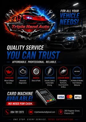  IS YOUR VEHICLE DUE FOR A SERVICE?  Don't wait until a small problem become