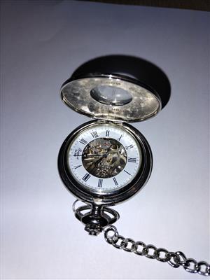 Rapport London Silver Plated Mechanical Engraved Half Hunter Pocket Watch