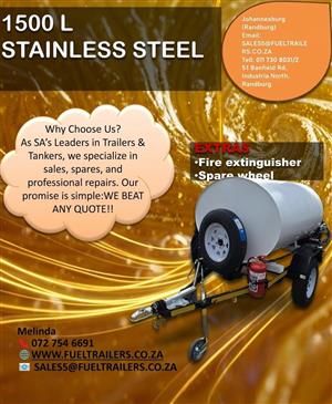 1500L Stainless Steel Fuel mobile tank trailer 