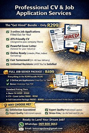 Centurion CV Writing – Professional CV + Cover Letter – Online Service