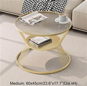 Round 2 tier steel frame Coffee Table with Storage shelf 