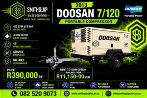 Doosan 425cfm Mobile Diesel Compressor - 430hrs