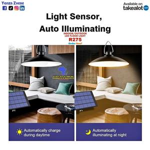 Indoor / Outdoor Solar flood lights with solar panel and remote