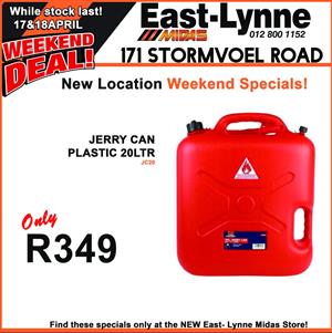 Jerry Can Plastic 20 Liter  at East-Lynne MIDAS!