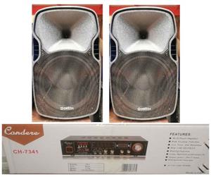 Bluetooth Power Amplifier + 2x15inch Speakers, New and includes delivery