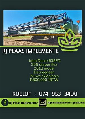 John deere 635 Flex Draper tafel