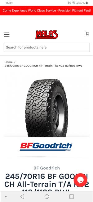 BF Goodrich tyres for sale with rimsx 3