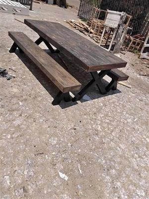 10 seater table with benches
