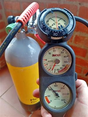 Scuba diving set 10L tank and regulators - working