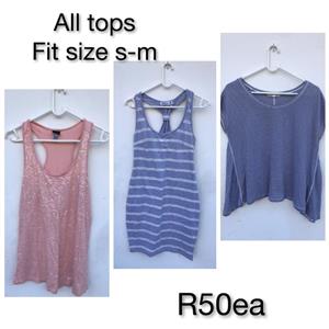 Blue and pink summer tops