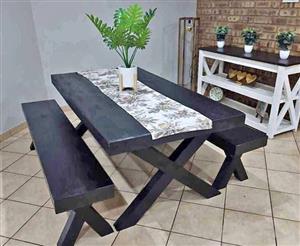 Wooden benches and patio sets