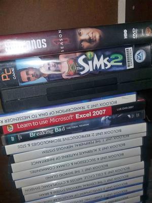 DVDs:Educational and box office,few hundred available.