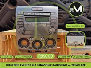 2014 FORD EVEREST XLT PANASONIC RADIO UNIT w. TRIMPLATE