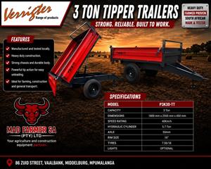 New 3 ton farm tipper trailers available