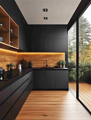 Supermatt vintage wooden top kitchen units