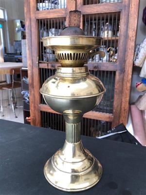 Antique working brass paraffin lamp/lantern - no lamp glass included