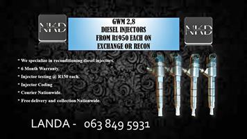 GWM 2.8 DIESEL FUEL INJECTORS FOR SALE NEW ON EXCHANGE