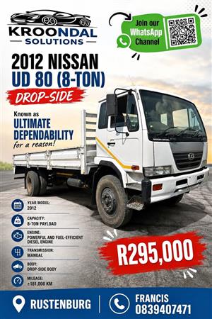 2012 Nissan UD 80 8 ton drop-side truck