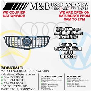 Grille GT with badge PreFace (Brand New)  Suitable for Mercedes-Benz ML W166  2012-2015