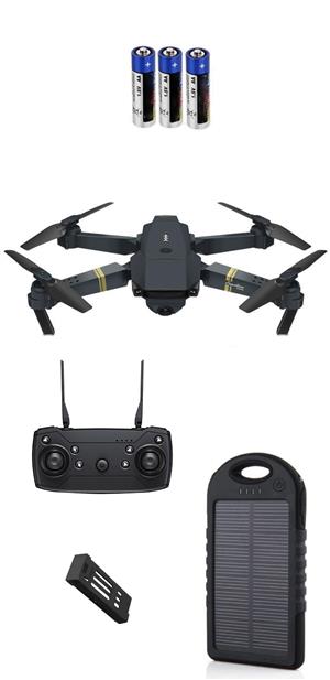 Foldable Pro 4k Micro Drone Kit - Includes Power Bank and AA Batteries 