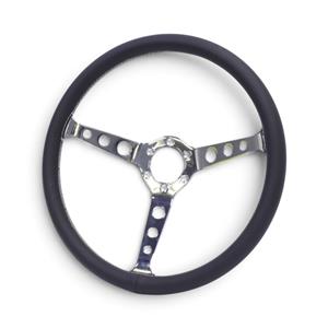 GripForge 350mm Black and Chrome 3-Spoke Sport Steering Wheel