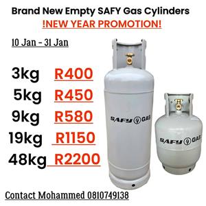 Empty Gas Cylinders (Brand New Safy brand, SABS APPROVED)